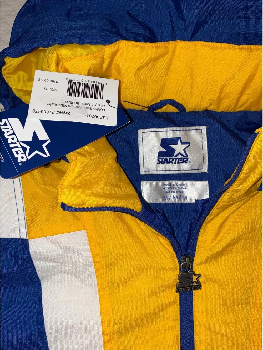 NWT Men's Starter Royal Golden State Warriors Charger Half-Zip Pullover Jacket M